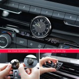 Ceas Auto Bord Aliaj Aluminiu Quartz Negru, Luminos, Mini, Universal, Montare Tablou Bord, Grila Ventilatie