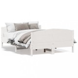 VidaXL Cadru de pat fără saltea, alb, 140x190 cm, lemn masiv de pin 3216180