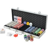 Set Poker, 500 chips, 2 pachete de carti, 5 zaruri rosii, jeton dealer, buton small/big blind, servieta aluminiu inclusa, General