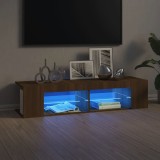 VidaXL Comodă TV cu lumini LED, stejar maro, 135x39x30 cm