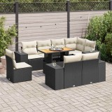 Cumpara ieftin Set mobilier de grădină cu perne, 9 piese, negru, poliratan