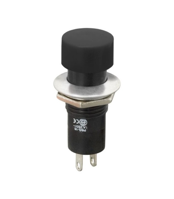 Intrerupator cu apasare 1 circuit 1A 250V OFF-ON negru cu retinere