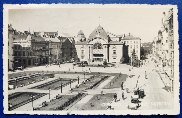 Bucovina - 1939 - Cernauti - Teatrul National - tip fotografie, circulata la Bucuresti, 2 timbre intacte, stampile lizibile