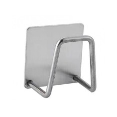 Suport pentru burete de bucatarie, adeziv, inox, argintiu, 4.5 x 4.5 x 3 cm