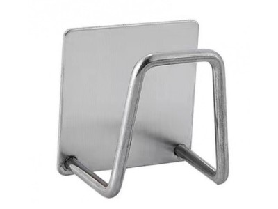 Suport pentru burete de bucatarie, adeziv, inox, argintiu, 4.5 x 4.5 x 3 cm foto