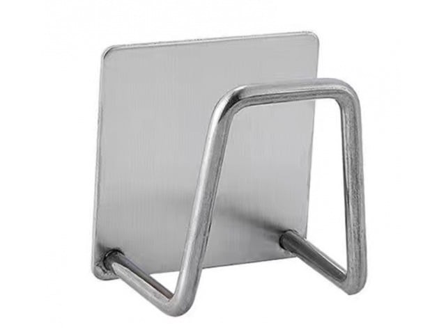Suport pentru burete de bucatarie, adeziv, inox, argintiu, 4.5 x 4.5 x 3 cm