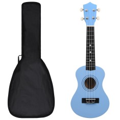 Gossi set ukulele soprano pentru copii, cu husa, bleu, 21"