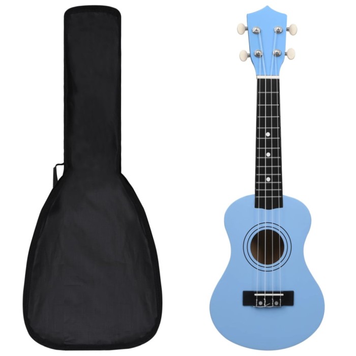 Gossi set ukulele soprano pentru copii, cu husa, bleu, 21&quot;