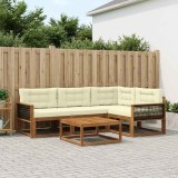 vidaXL Set de canapele de exterior cu pernă 5 pcs Natural și Crem 3382543