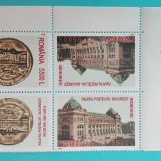 TIMBRE ROMANIA 2001 L.P.1575a 100 ANI PALATUL POSTELOR TETE-BECHE MNH