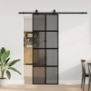 Ușă glisantă cu set feronerie neagră 76x205cm sticlă securizată