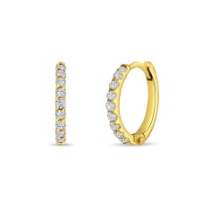 Cercei Copii Creole, model Huggie cu pietre CZ, din Aur 14K