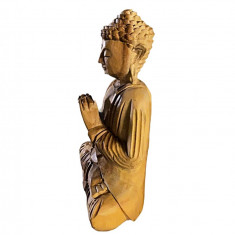 Statueta sculptata manual din lemn Suar Enlightened Buddha