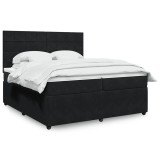 Cumpara ieftin Pat box spring cu saltea, negru, 200x200 cm, catifea