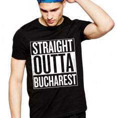 Tricou negru barbati - Straight Outta Bucuresti - M