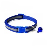 Zgarda ajustabila cu clopotel pentru caini si pisici, 18-32cm/1cm, reflectorizanta, Albastru, Ropet