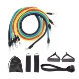 Set 5 benzi fitness, din cauciuc natural, manere din spuma neopren, Multicolor