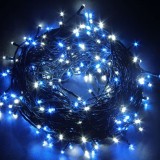 Instalatie craciun turturi, ip44, 25 m, 715 led-uri ,perdea franjurata, albastru, 8 jocuri de lumini, transformator 31 v, putere 9 w, interconectabila, Flippy
