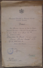 Brevet Crucea Meritul Sanitar, clasa I// doctor din Bolgrad, 1939 foto