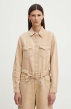 Levi&#039;s camasa jeans femei, culoarea bej, cu guler clasic, regular
