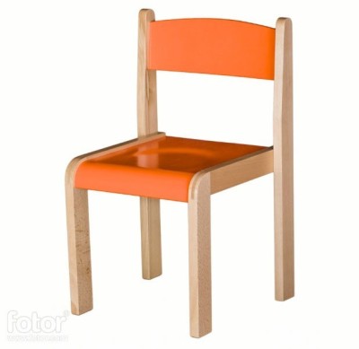 Scaun lemn gradinita Bambi, H35, portocaliu foto