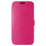 Husa tip carte cu stand roz (cu decupaj casca) pentru Lenovo A859