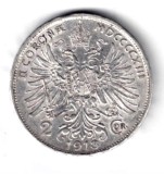 AUSTRIA 2 COROANE KRONE CORONA 1913 ARGINT AUNC