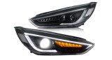 Set faruri Ford Focus Iii, 10.2014-08.2018, montare fata, stanga+dreapta, indicator dinamic; D2H+LED; manual; negru; Tuning; halogen, Vland