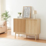 Comoda cu 2 usi culisante 90x115x40 cm efect lemn stejar [en.casa] HausGarden Leisure, [en.casa]
