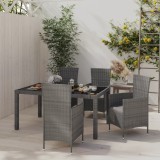Cumpara ieftin Set mobilier de exterior cu perne, 5 piese, gri, poliratan