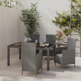 VidaXL Set mobilier de exterior cu perne, 5 piese, gri, poliratan