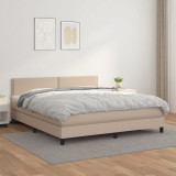 VidaXL Pat box spring cu saltea, cappuccino, 180x200cm piele ecologică