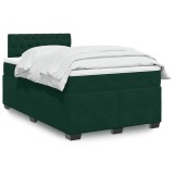 vidaXL Pat box spring cu saltea, verde &icirc;nchis, 120x200 cm, catifea 3288591
