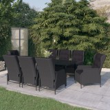 VidaXL Set mobilier pentru grădină, 9 piese, gri &icirc;nchis