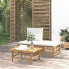 Set mobilier de gradina, cu perne alb crem, 3 piese, bambus GartenMobel Dekor, vidaXL