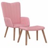 VidaXL Scaun de relaxare cu taburet, roz, catifea
