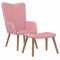 vidaXL Scaun de relaxare cu taburet, roz, catifea