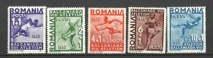 Romania 1937 - BALCANIADA DE ATLETISM BUCURESTI - Lp 121 MNH / MLH
