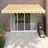 vidaXL Copertină retractabilă, galben/alb, 3,5x2,5 m, textil/aluminiu 3154432
