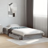 VidaXL Cadru de pat cu sertare gri sonoma 90x190 cm lemn prelucrat
