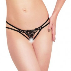 Bikini cu Broderie G-String Softline - Negri