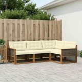 vidaXL Set de canapele de exterior cu pernă 4 pcs Natural și Crem 3381386