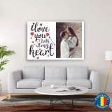 Tablou Canvas Personalizat I Love You, Poza &amp; Text, Ziua Indragostitilor, Decoratiuni Casa, Cadou Original