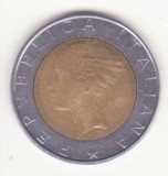 Italia 500 lire 1986 , scriere Braille - bimetalică