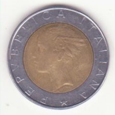 Italia 500 lire 1986 , scriere Braille - bimetalică