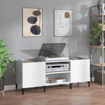 vidaXL Dulapuri pentru discuri alb lucios 121x38x48 cm, lemn prelucrat 831935 foto