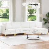 vidaXL Set de mobilier pentru living cu pernă 5 pcs Alb Țesătură 3413721