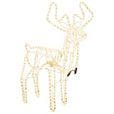 Cumpara ieftin Figurina ren de Craciun cu cap mobil, alb cald, 76x42x87 cm