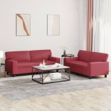 VidaXL Set de canapele, 2 piese, roșu vin, piele ecologică