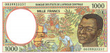 Statele Africii Centrale 1 000 Franci (L) Gabon 2 000 P-402Lg UNC